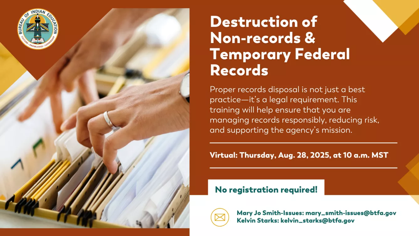 Graphic: Training: Destruction of Non-records and Temporary Federal Records