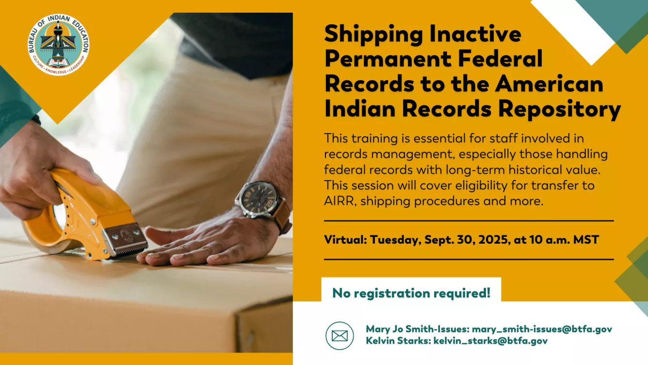 Graphic: Shipping Inactive Permanent Federal Records to the American Indian Records Repository