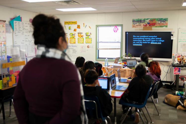 educator instructing students in classroom