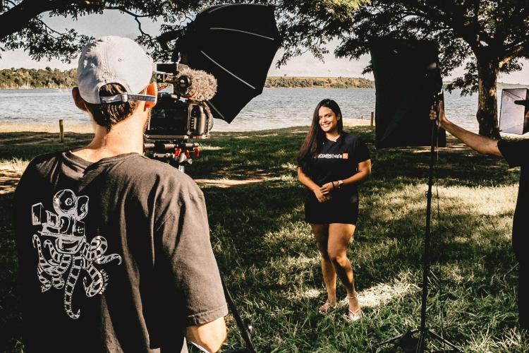 Student being interviewed