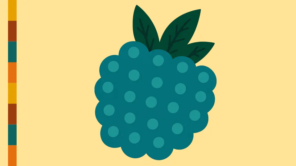 Artistic cartoon rendering of a blackberry.