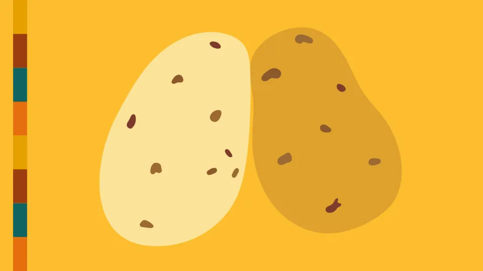 A cartoon rendering of two potatoes.