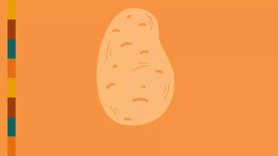 Orange square with sweet potato centered 