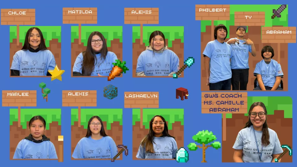 Members of the girls who game team - including six girls and three boys from DCS